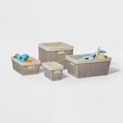 16" X 9" X 6" Woven Twisted Paper Rope Media Basket Gray - Brightroom™ -Decoration Serie Store GUEST 054d99f6 5bc4 4b73 87f9 e39da675c247