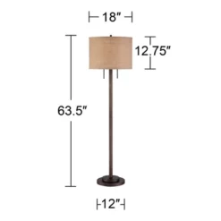 Possini Euro Design Garth Modern Floor Lamp Standing 63 1/2" Tall Oil Rubbed Bronze Burlap Fabric Drum Shade For Living Room Bedroom Office House Home -Decoration Serie Store GUEST 0afcbf9a df39 4526 aa07 8a9f6551bac9