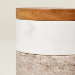 3pc Marble Stacking Salt & Pepper Cellar White/Warm Gray - Hearth & Hand™ With Magnolia -Decoration Serie Store GUEST 1511b512 a04d 4638 8b56 b59f269aa4b2