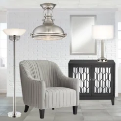 Possini Euro Design Light Blaster Art Deco Torchiere Floor Lamp 72 1/2" Tall Brushed Nickel LED Frosted Glass Bowl Shade For Living Room Bedroom House -Decoration Serie Store GUEST 1fdfa31a 7db8 4bab 8612 bfbe5fe86e68