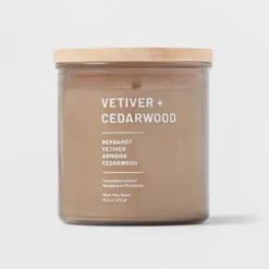 Glass Jar Vetiver And Cedarwood Candle Brown - Threshold™ -Decoration Serie Store GUEST 2be66217 9673 4f71 89d7 981533e54650