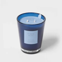 Colored Vase Glass With Dustcover Marine Moss Candle Blue - Threshold™ -Decoration Serie Store GUEST 2f74f3e1 96a9 4d09 847e 100c47a93447