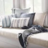 24"x24" Contrast Edge Stripe Oversized Throw Pillow Gray/Blue - Hearth & Hand™ With Magnolia