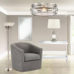 Possini Euro Design Light Blaster Art Deco Torchiere Floor Lamp 72 1/2" Tall Brushed Nickel LED Frosted Glass Bowl Shade For Living Room Bedroom House -Decoration Serie Store GUEST 37116d73 80ee 4df9 9182 e7a665c0400b