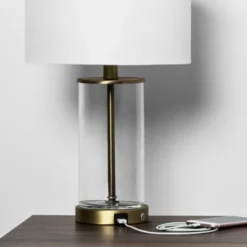 Fillable Accent With USB Table Lamp Brass - Threshold -Decoration Serie Store GUEST 4230aee3 786a 4bde a46a 8ba460f4ad48