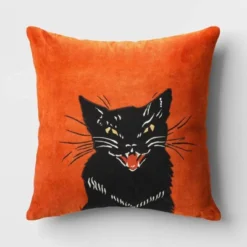Fierce Cat Applique Cotton Velvet Square Halloween Throw Pillow - Threshold™ -Decoration Serie Store GUEST 5426fcb6 46c0 47d1 b6fc b5526f44bb40