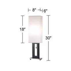 360 Lighting Floating Rectangle Modern Table Lamp 30" Tall Black Metal Open Frame White Fabric Box Shade For Bedroom Living Room Bedside Nightstand -Decoration Serie Store GUEST 5525ec29 a1e7 404a b4ca e0f4557a562a