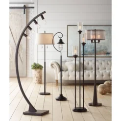 Franklin Iron Works Arcos Industrial Arc Floor Lamp 71" Tall Bronze Brown Metal Dimmable LED Decor For Living Room Reading Bedroom Office House Home -Decoration Serie Store GUEST 5810e929 2f4c 4e54 8434 2533ddae9e0e