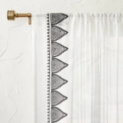 1pc Light Filtering Diamond Border Window Curtain Panel White - Opalhouse™ Designed With Jungalow™ -Decoration Serie Store GUEST 7192bb6b 2dca 4ad8 a530 ba36b505b13d