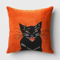 Fierce Cat Applique Cotton Velvet Square Halloween Throw Pillow - Threshold™ -Decoration Serie Store GUEST 75d286a9 5b9e 4de0 9d76 c71c6fcc15aa
