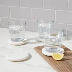 4pk Marble Coasters White - Threshold™