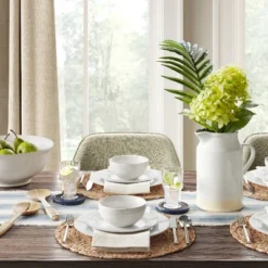 16pc Porcelain Beaded Rim Dinnerware Set White - Threshold™ -Decoration Serie Store GUEST 81517997 f58c 4b61 b851 e254615c0e6f