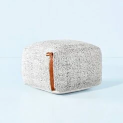 Hand-Woven Pouf Ottoman With Leather Trim - Hearth & Hand™ With Magnolia -Decoration Serie Store GUEST 819b4a8f 2db7 4089 b6dd 3544521baa39