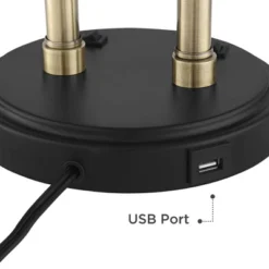 Possini Euro Design Sentry Modern Mid Century Desk Lamp 23" High Black Brass With USB Charging Port LED Adjustable Cone Shade For Bedroom Living Room -Decoration Serie Store GUEST 84aa50d5 b673 4b3a b5f2 3168750c699e