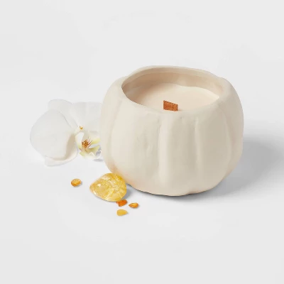 12oz Brushed Abstract Pumpkin Ceramic With Woodwick And Dustcover Pumpkin Woods Candle - Threshold™ 2 12oz Brushed Abstract Pumpkin Ceramic With Woodwick And Dustcover Pumpkin Woods Candle - Threshold™ - Image 2