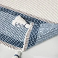 20" X 32" Color Block Stripe Tassels Bath Rug Faded Blue/White - Hearth & Hand™ With Magnolia -Decoration Serie Store GUEST 965eb334 1e31 467e 9a9f 35ffecd97d72