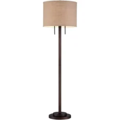 Possini Euro Design Garth Modern Floor Lamp Standing 63 1/2" Tall Oil Rubbed Bronze Burlap Fabric Drum Shade For Living Room Bedroom Office House Home -Decoration Serie Store GUEST 9c619651 dfc1 48c4 b620 68e69c4a28de