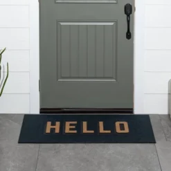 1'7.5"x3'11" 'Hello' Doormat Black/Tan - Threshold™ -Decoration Serie Store GUEST a27f9ca5 14a7 4fc2 8728 28e6d1b52f17
