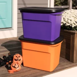 Sterilite 18 Gallon Orange Plastic Storage Container Bin Tote With Black Lid, Halloween -Decoration Serie Store GUEST a9f43b31 35e0 4c1a 89db e6cc67339af9