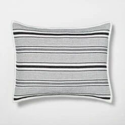 Textured Stripe Pillow Sham Dark Gray/Cream - Hearth & Hand With Magnolia -Decoration Serie Store GUEST b0608181 3b6d 4688 8af4 76eb9e213a88