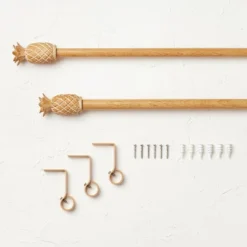 Pineapple Faux Wood Curtain Rod Natural Wood - Opalhouse™ Designed With Jungalow™ -Decoration Serie Store GUEST b565e685 bbc8 405f abbe 297780442d88