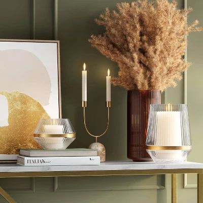 Large Luxe Glass Hurricane Holder - Threshold™ 1 Large Luxe Glass Hurricane Holder - Threshold™