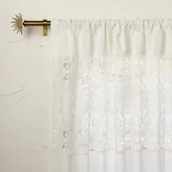 1pc Sheer Banded Geo Macrame Window Curtain Panel White - Opalhouse™ Designed With Jungalow™ -Decoration Serie Store GUEST e45ca8b5 c8fb 4bcd 9418 e1344d66992c