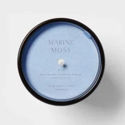 Colored Vase Glass With Dustcover Marine Moss Candle Blue - Threshold™ -Decoration Serie Store GUEST e5035607 20cd 4e66 bc9b 502503c48b69