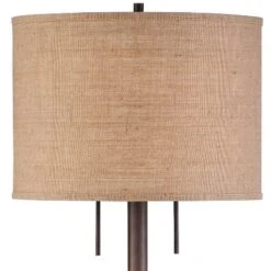 Possini Euro Design Garth Modern Floor Lamp Standing 63 1/2" Tall Oil Rubbed Bronze Burlap Fabric Drum Shade For Living Room Bedroom Office House Home -Decoration Serie Store GUEST eb1d5f9f 3c53 4a30 8ea3 da94abf22b1f