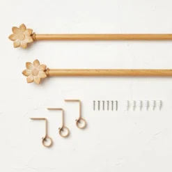 Flower Faux Wood Curtain Rod Natural Wood - Opalhouse™ Designed With Jungalow™ -Decoration Serie Store GUEST f708ce89 3ca5 424d 80e2 a01cb7dd58aa